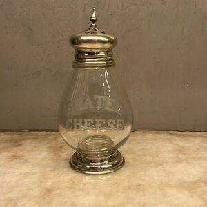 Antique Frank Whiting sterling silver etched glass grated cheese shaker